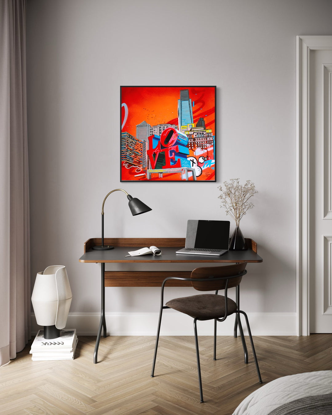 "Another Love" by Pappay — a vibrant street art-inspired painting on canvas depicting Philadelphia&