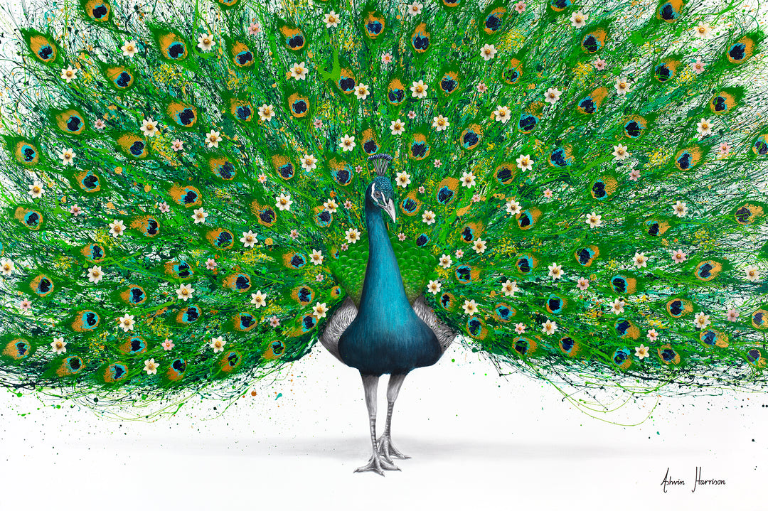 Poetic Peacock Limited Edition Hand Painted Gicleé Print