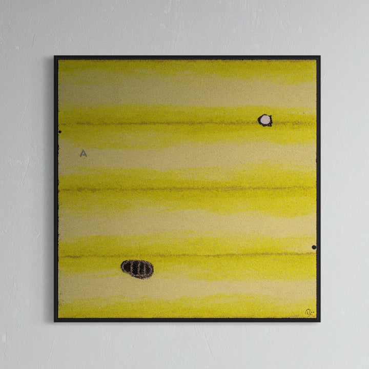 Bismuth Anode by Bob Landstrom, painting of green pigmented volcanic rock on canvas, featuring horizontal stripes.