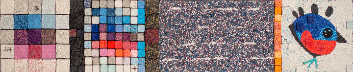 Mosaic grid art
Creative abstract compositions Abstract pixel art with volcanic rock textures