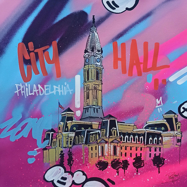 William Penn, Pink, Ombre, Sunset, Philadelphia, Philly, Graffiti