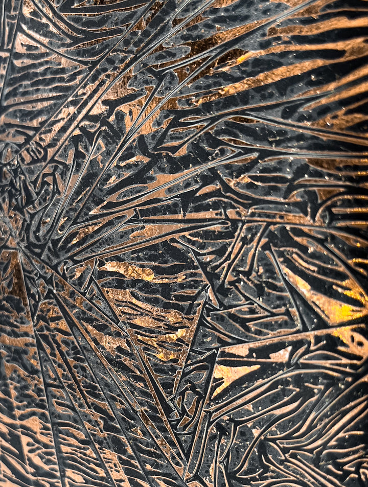 Copper Texture No. 102 by M. Clark, crackle textured copper foil on black background