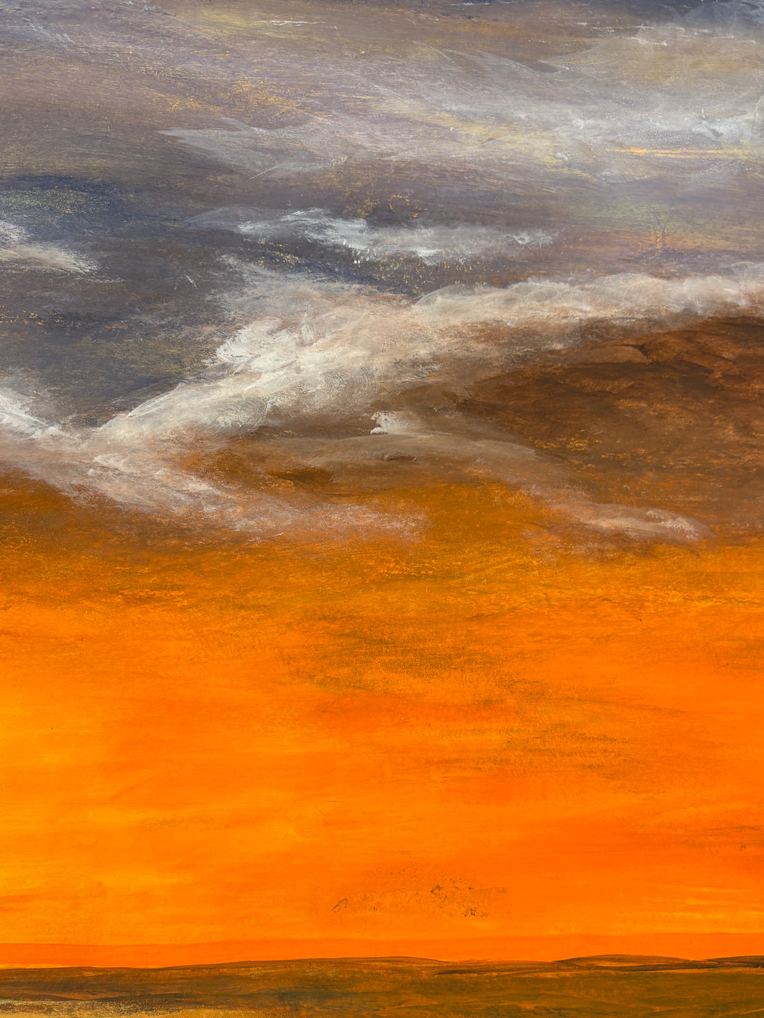Sunset gradient man fishing ocean painting silhouette figurative orang and yellow