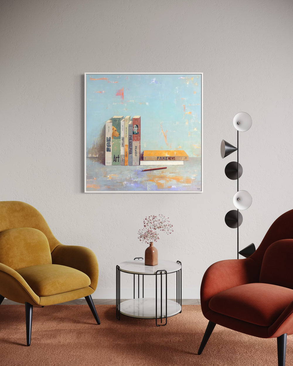 books stacked still life art history picasso fake news barcelona and pencil realism blue background textured oil painting
