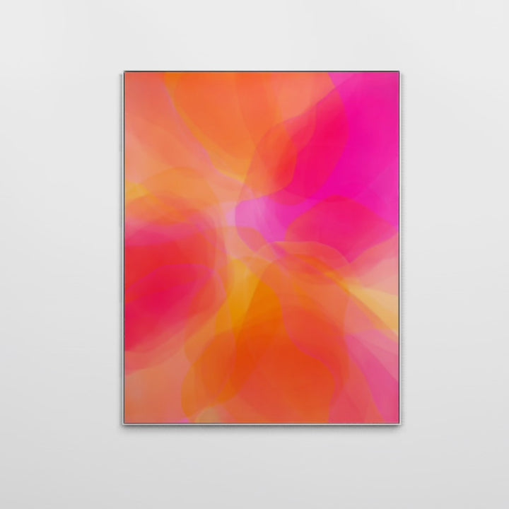 Abstract ethereal blending of gradient colors overlapping transparency pink yellow orange colors in organic shapes