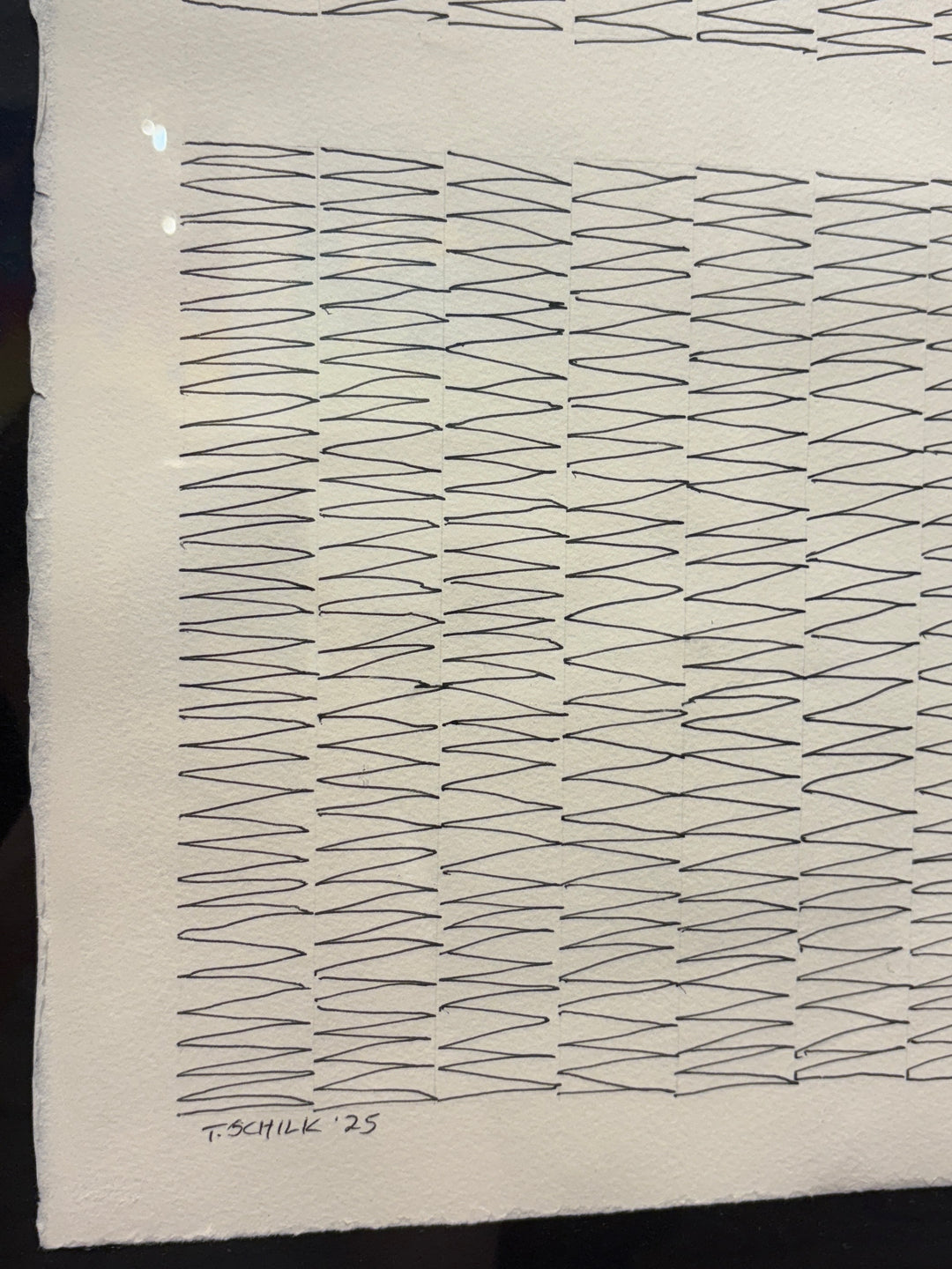 pen line geometric minimalism on paper symbolizing life line time passed in black and white in frame