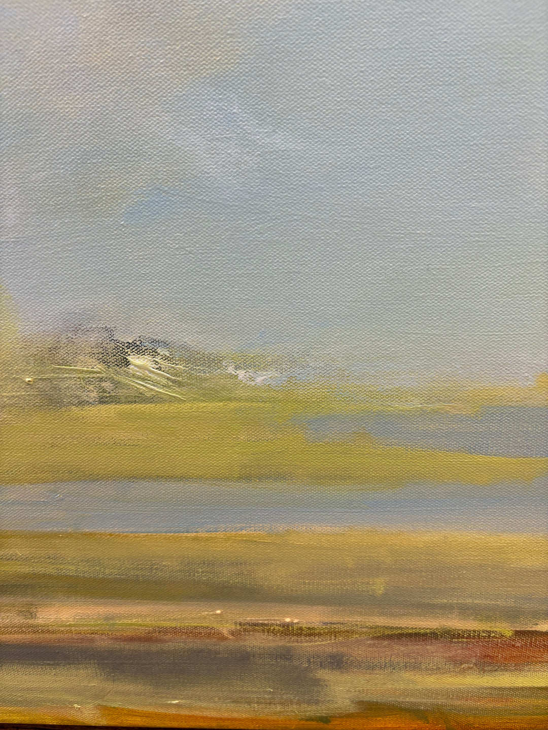 surreal soft landscape of trees and pastel sky with clouds horizontal painting