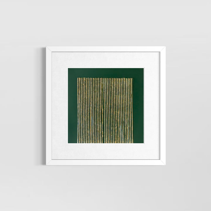 dark green hunter mate background with golden shiney lines vertical minimal abstract with joint compound textured