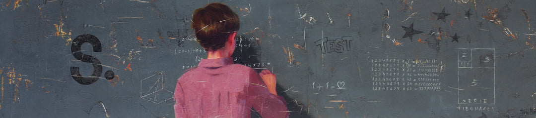 Fibonacci Series, artwork by Tomasa Martín. Oil and acrylic on wood. 8 by 35.5 by 1 inch.