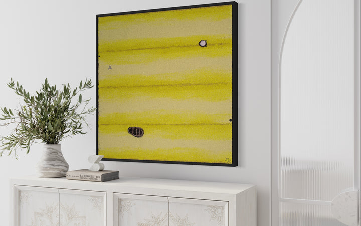 Bismuth Anode by Bob Landstrom, painting of green pigmented volcanic rock on canvas, featuring horizontal stripes.